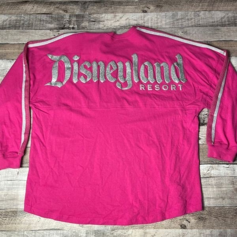Disney Spirit Jersey Adult 2XL Pink Silver Glitter Disneyland Resort Spellout - Picture 2 of 11